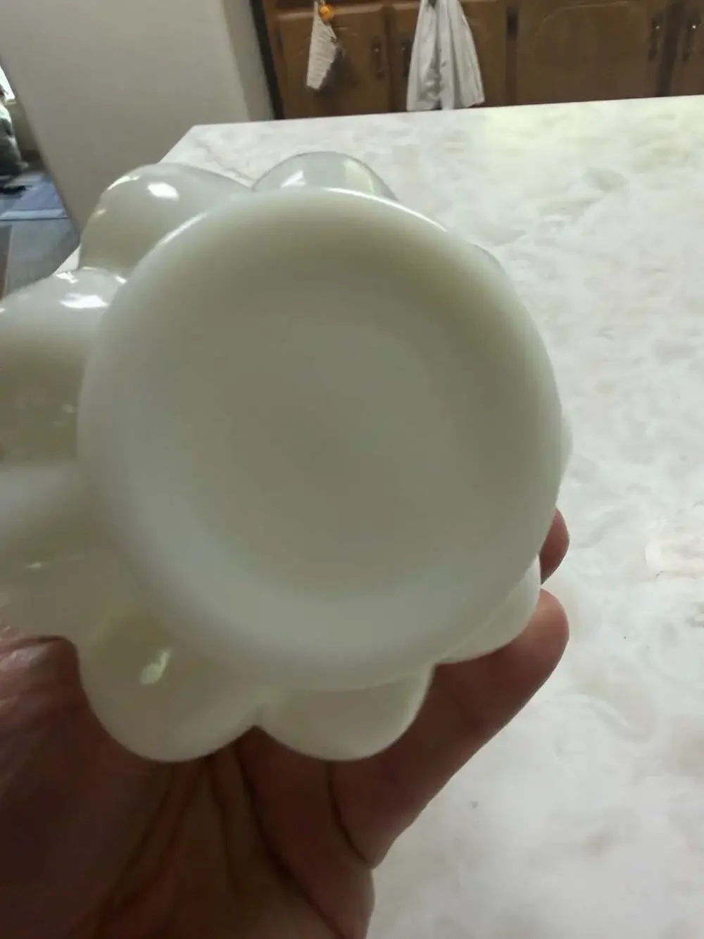 Vintage Fenton Silvercrest Beaded Melon Vase White Milk Glass with Clear Ruffled